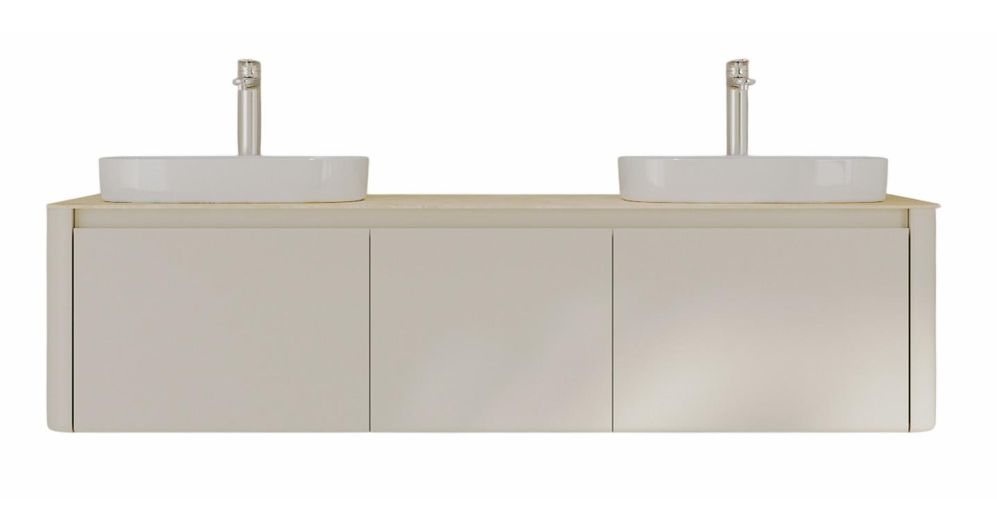 Мебель для ванной Black&White Universe U916.1600-2 Double 160 см, бежевый, две раковины Мебель для ванной Black&White Universe U916.1600-2 Double 160 см, бежевый, две раковины