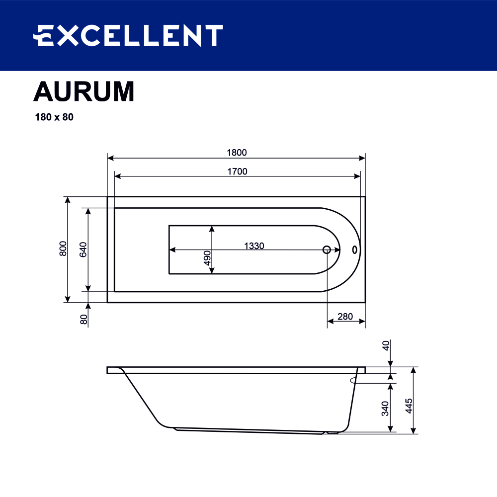 Акриловая ванна Actima Aurum WAAC.AUR18WH 180x80 на каркасе