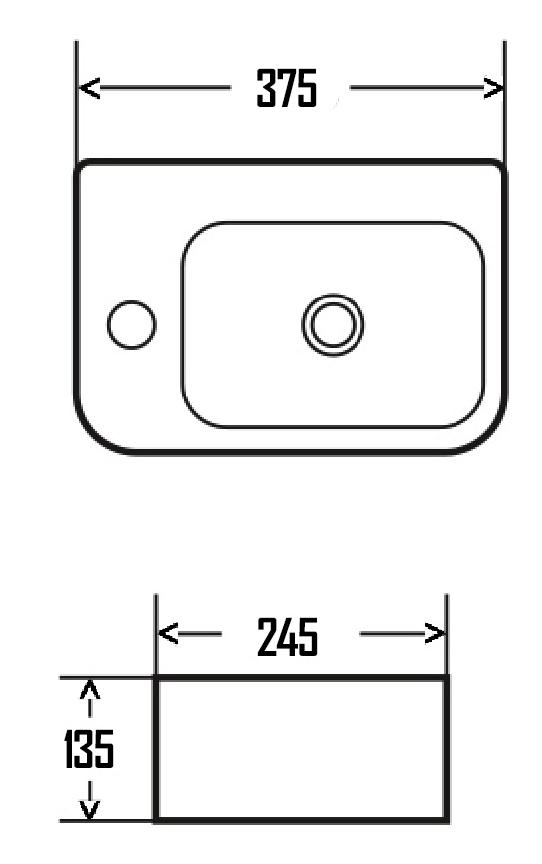 Раковина AQUAme AQM5006L 37.5 см левая