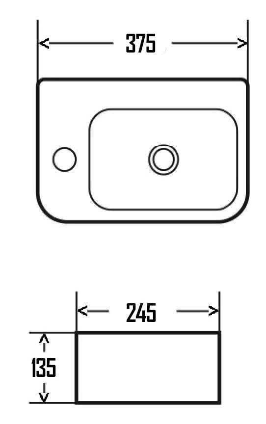 Раковина AQUAme AQM5006L 37.5 см левая