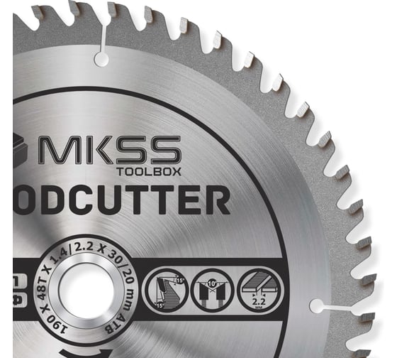 Диск пильный по дереву MKSS Toolbox Woodcutter WC1900 190x48Тх30/20 мм WC19004830