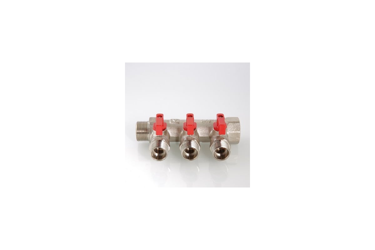 Коллектор с отсекающими кранами, 1х3 вых. 1/2 нар. Valtec VTc.580.N.0603