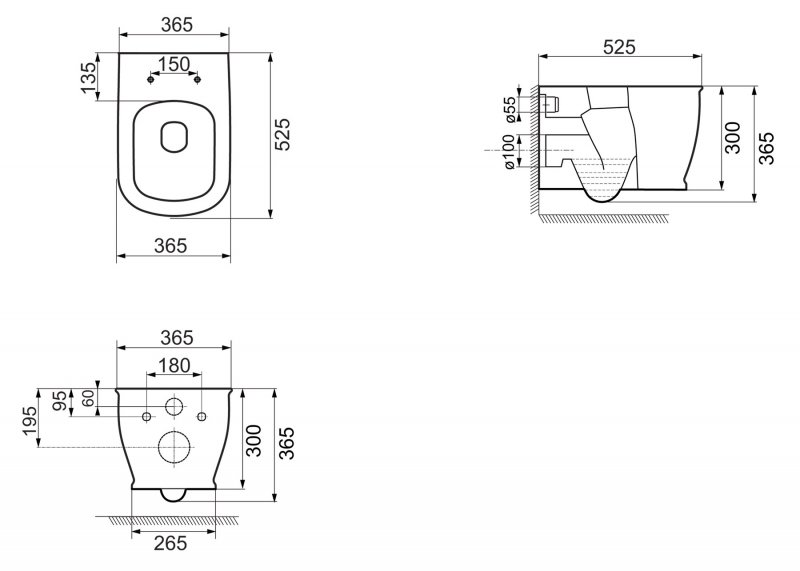 Подвесной унитаз BelBagno Prado BB10150CH безободковый