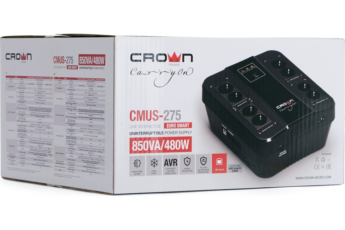 Источник бесперебойного питания Crown Micro CMUS-275 EURO SMART CM000003159