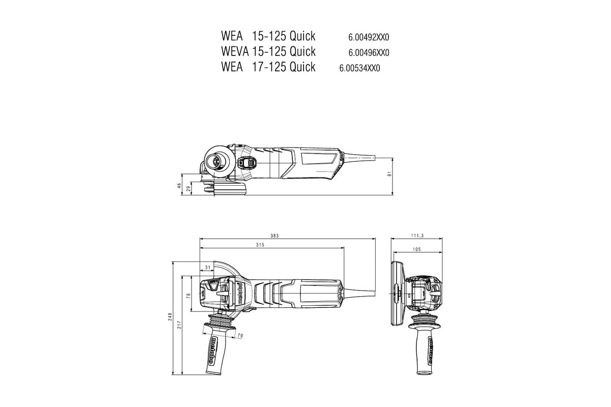Угловая шлифмашина Metabo WEA 17-125 Quick 600534000