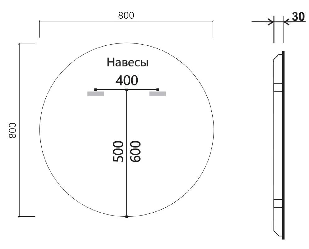 Зеркало Vincea VLM-3DE800B 80x80 см, сенсорный выключатель и диммер, черный