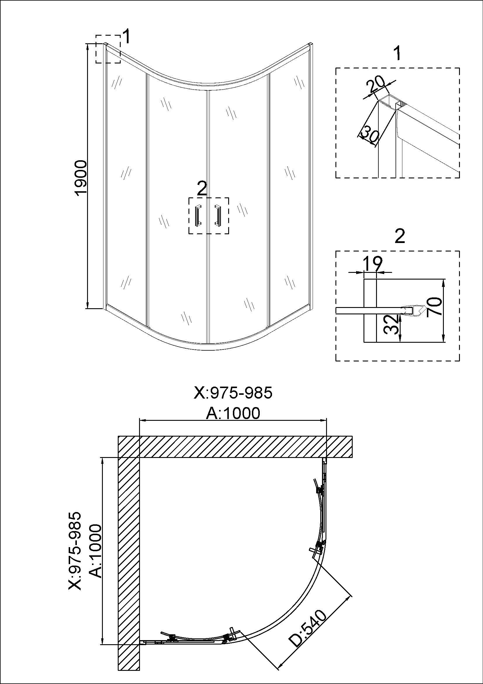 Душевой уголок Niagara Nova NG-6407-08 100x100 прозрачный, золото