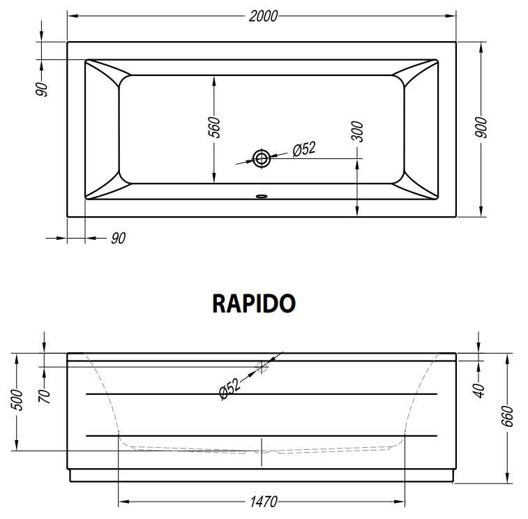 Экран для ванны Kolpa-San Rapido BASIS 200x90