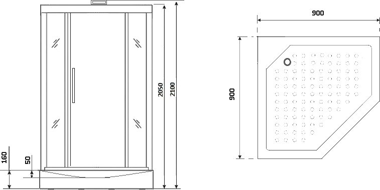 Душевая кабина Niagara Luxe NG-7799GBK 90x90 золото, без крыши