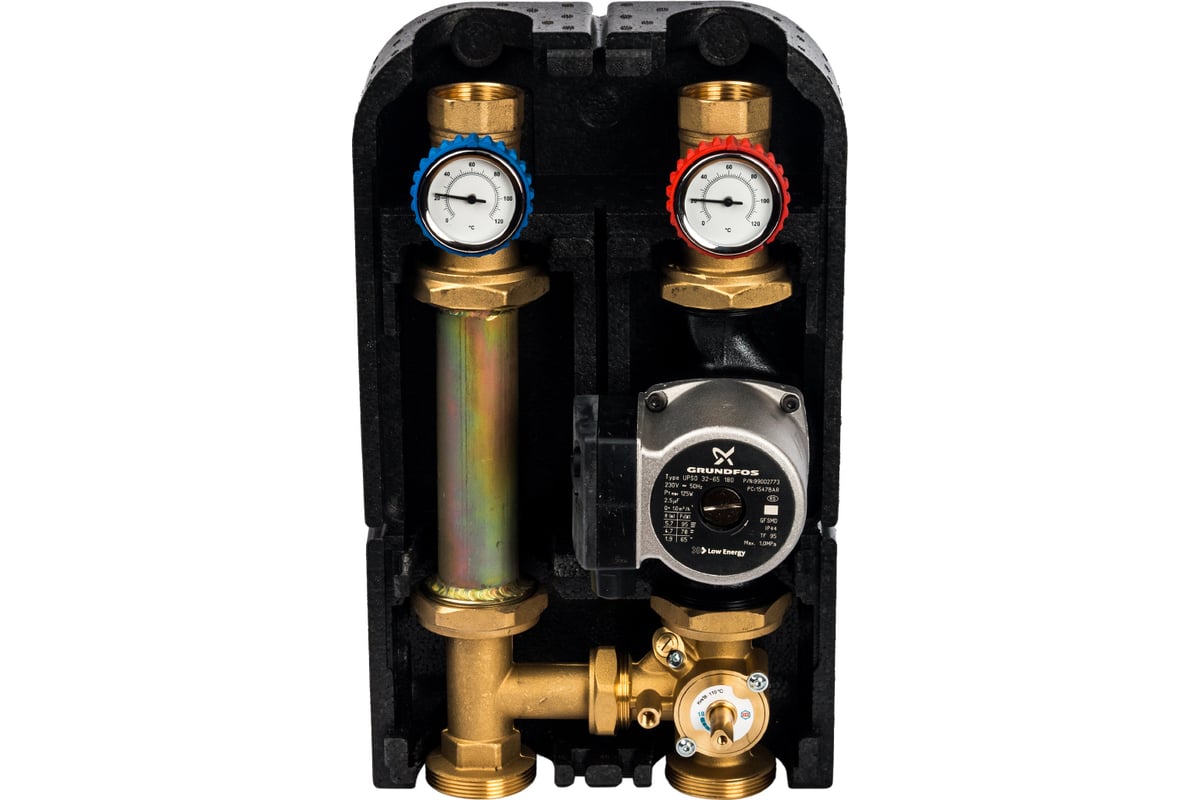 Насосная группа с 3-х ходовым приводным смесителем (1 1/4"; с насосом Grundfos UPSO 32-65) DN 32 STOUT SDG-0007-003202