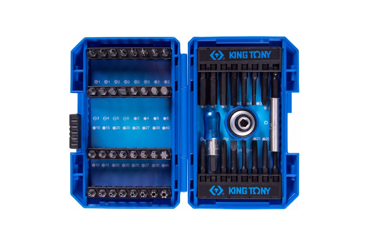 Набор вставок (бит) King Tony 1/4 , PH, PZ, Hex, Torx, Slotted, 49 предметов 1048MR