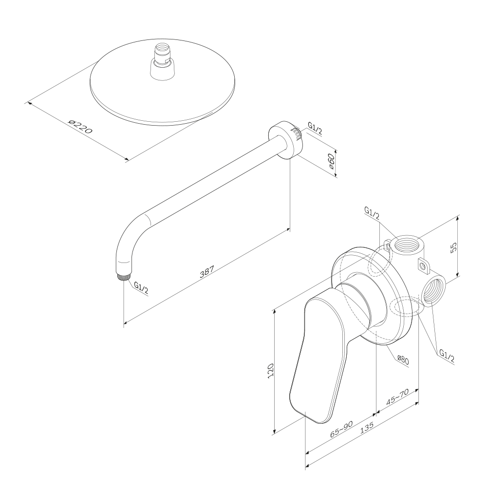 Душевой набор AM.PM X-Joy FB85A2R002 встраиваемый, черный