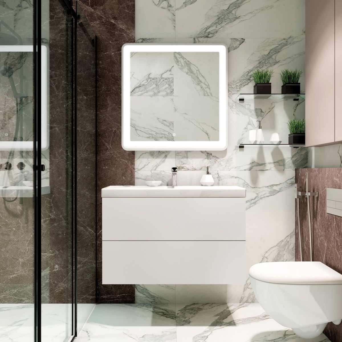 Мебель для ванной Art&Max Verona Push 90 см белый