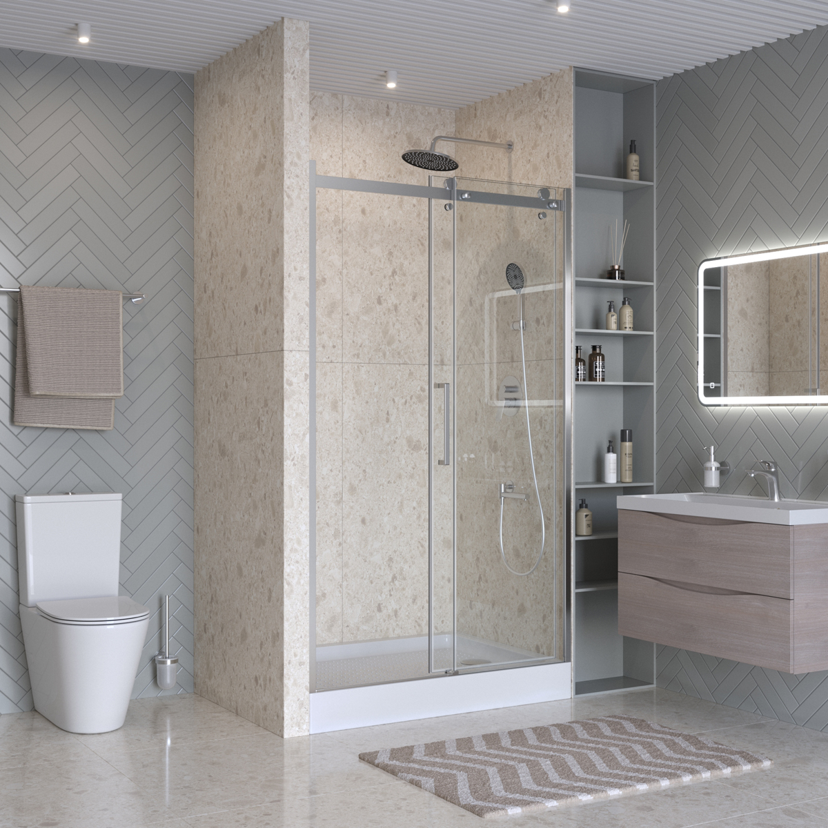 Душевая дверь BelBagno MARINO-2-BF-1-120-C-CR 120x195 прозрачная, хром