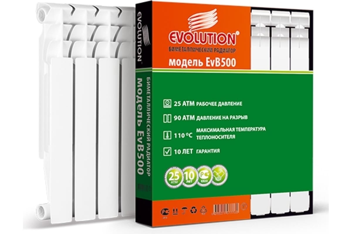 Биметаллический радиатор Evolution EvВ 500 6 секций 009050206-03