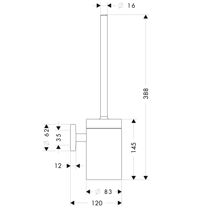 Ерш подвесной Hansgrohe Logis 40522000 хрусталь/хром