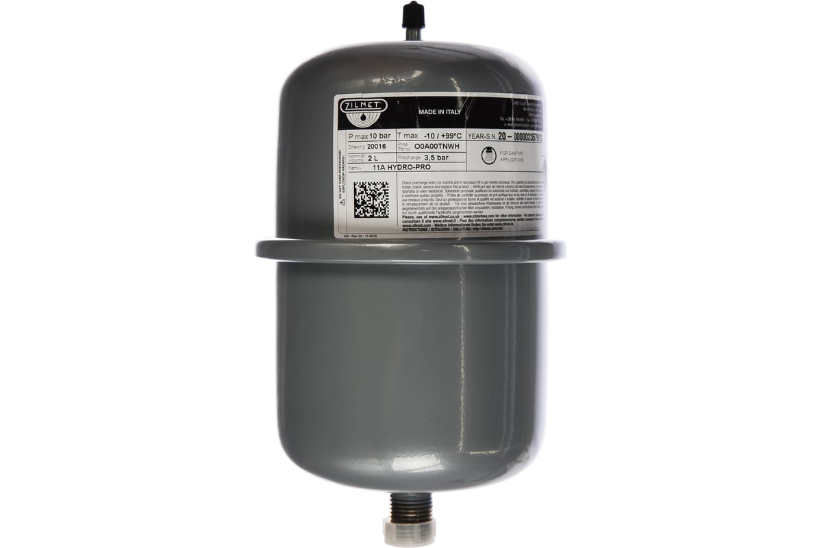 Расширительный бак HYDRO-PRO 2 л, 10 Бар, 1/2"G, синий Zilmet 11A0000200