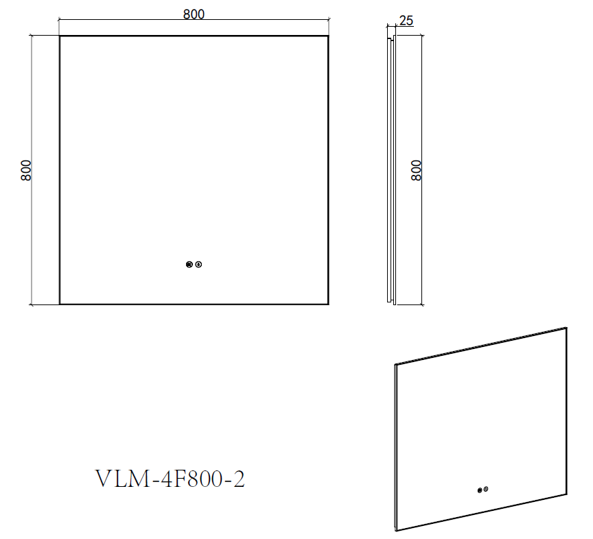 Зеркало Vincea VLM-4F800GM-2 80x80 см, сенсорный выключатель, антипар, диммер, вороненая сталь