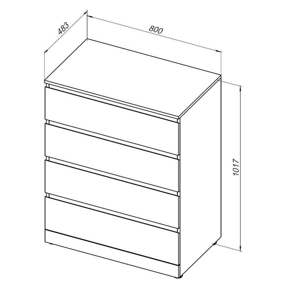 Комод Aquanet Сканди 80 см 4 ящика, дуб крафт 00302542