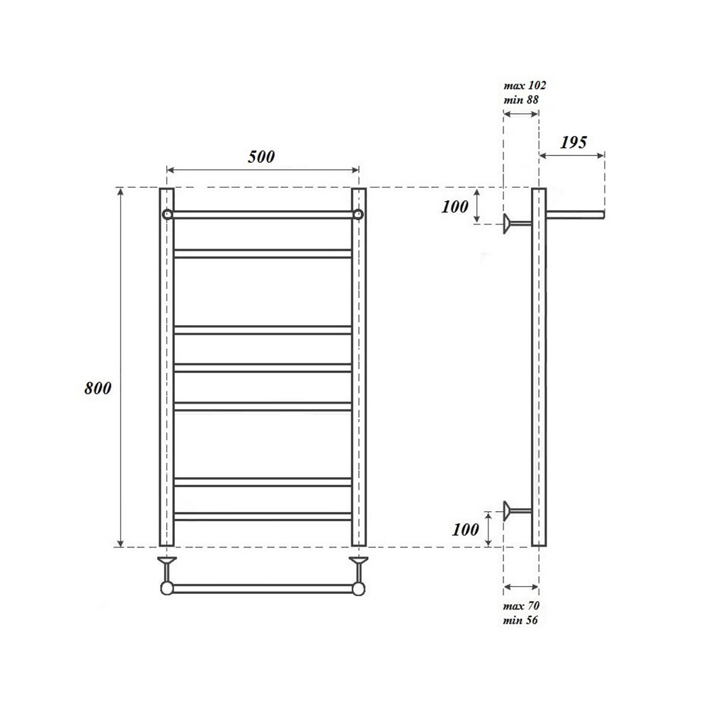 Полотенцесушитель водяной Point PN10158P П6 50x80, с полкой, хром