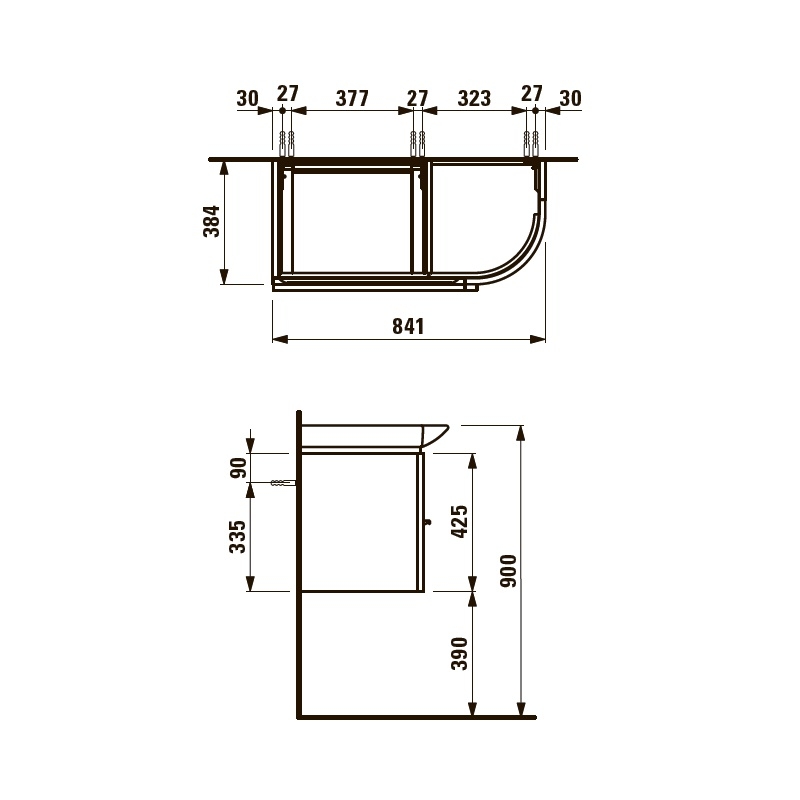 Тумба с раковиной Laufen Palace New 90 см R, белый