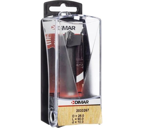 Сверло чашечное D26 L90. хвостовик 10x30 мм, круглый Dimar 2033267
