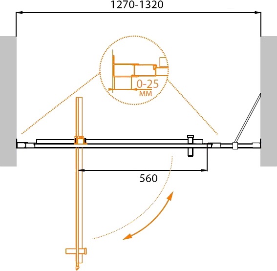 Душевая дверь Cezares MOLVENO-BA-11-100+30-C-Cr-IV 130x195 прозрачная