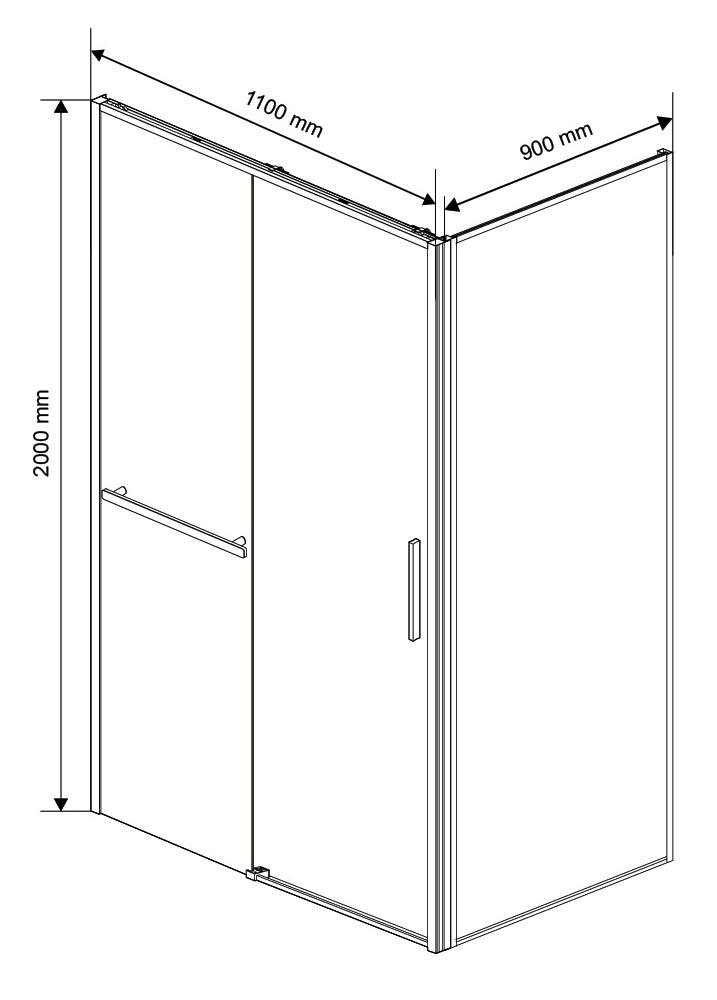 Душевой уголок Vincea Slim Soft VSR-1SS9011CLGM 110x90 вороненая сталь, прозрачный