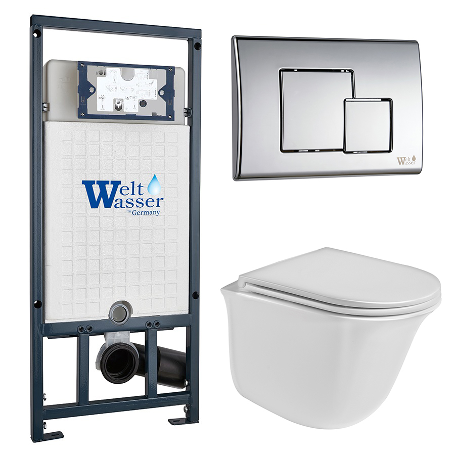 Комплект Weltwasser 10000006993 унитаз Telbach 004 GL-WT + инсталляция Marberg 507 + кнопка Mar 507 SE
