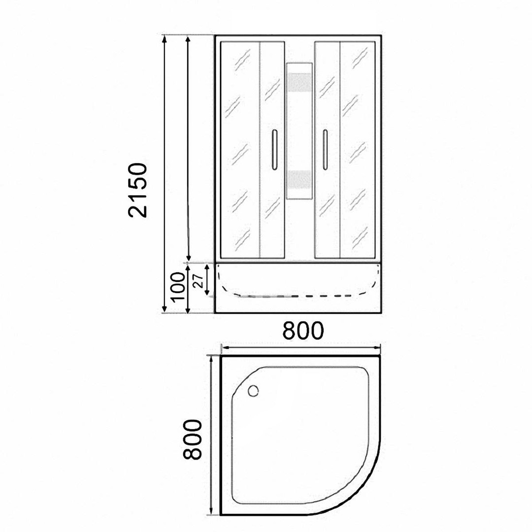 Душевая кабина Parly F811 80x80 рифленое стекло, хром