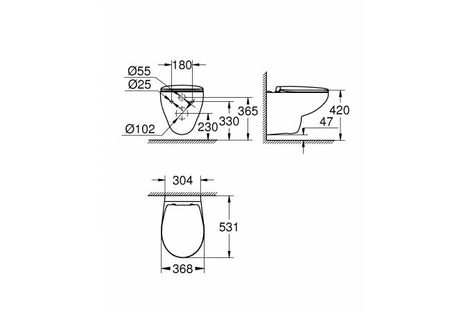 Подвесной унитаз Grohe Bau Ceramic 39351000 безободковый, с микролифтом 