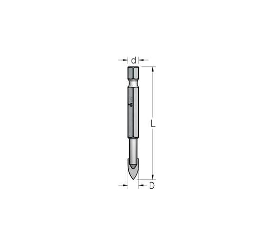 Сверло для стекла и керамики WP D10 мм, L93 мм, хвостовик HEX1/4" WPW HMZ1004