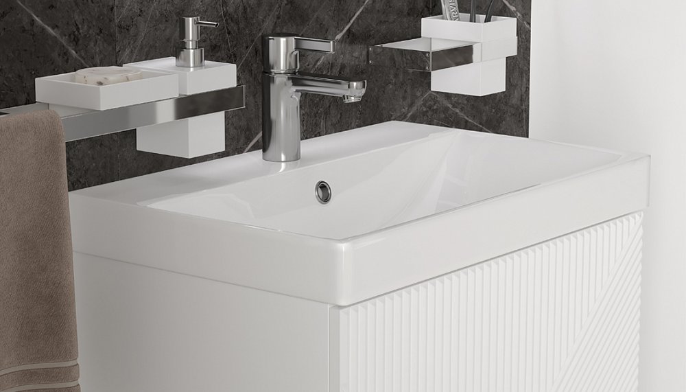 Мебель для ванной Velvex Edge 60 см напольная, белый глянец