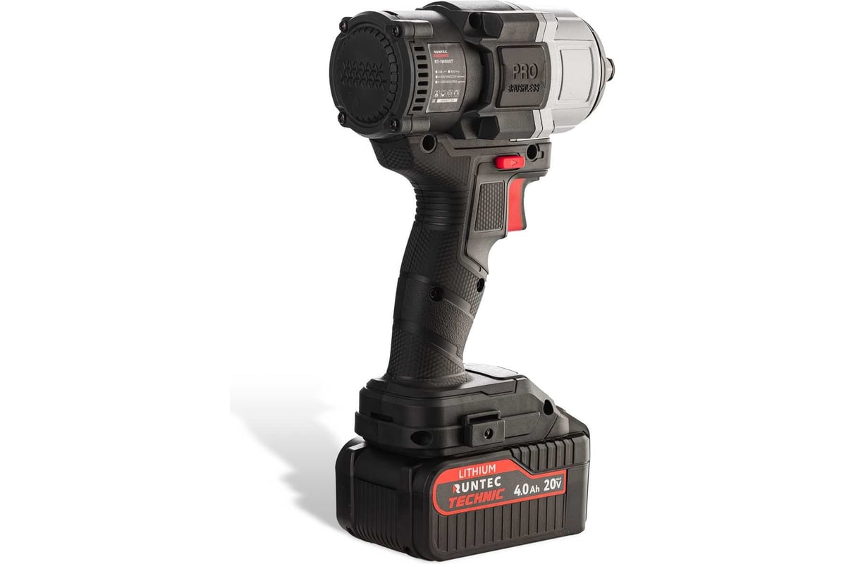 Ударный аккумуляторный гайковерт RUNTEC TECHNIC 1/2, 20 В, 2x4 Ач, 800 Нм RT-IW800T