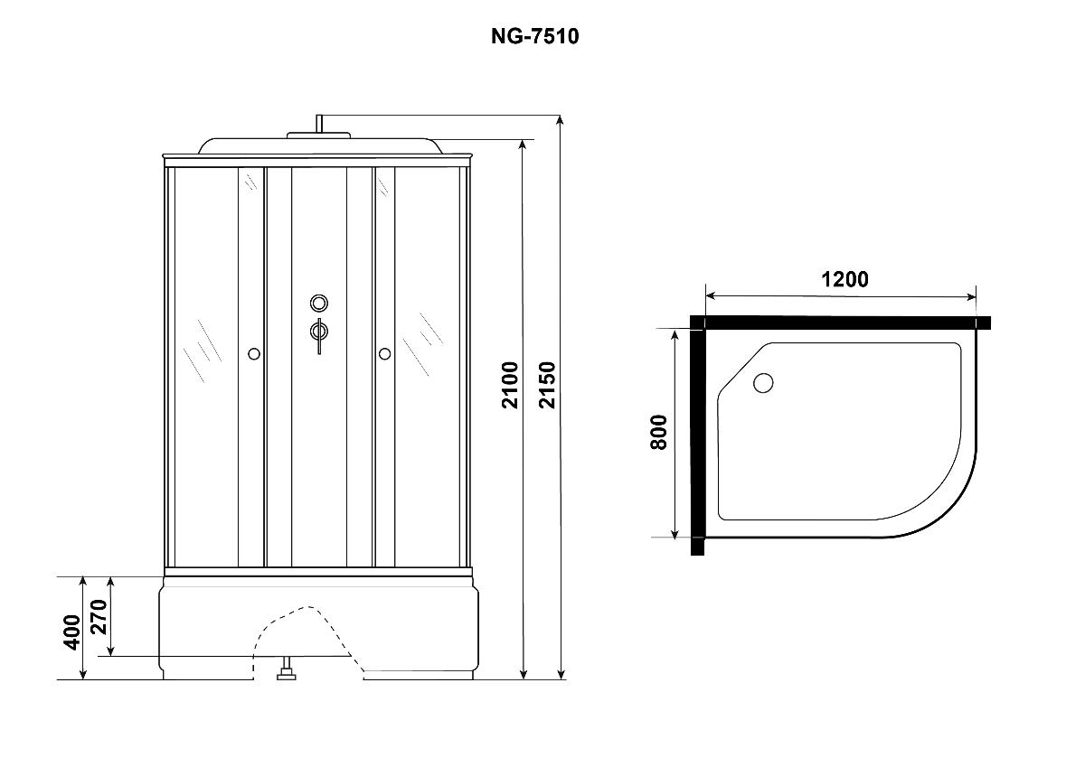 Душевая кабина Niagara Eco E120/80/40L/TN 120x80 стекло тонированное, без г/м, L