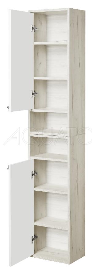Шкаф пенал Акватон Флай 35 см белый/дуб крафт, левый