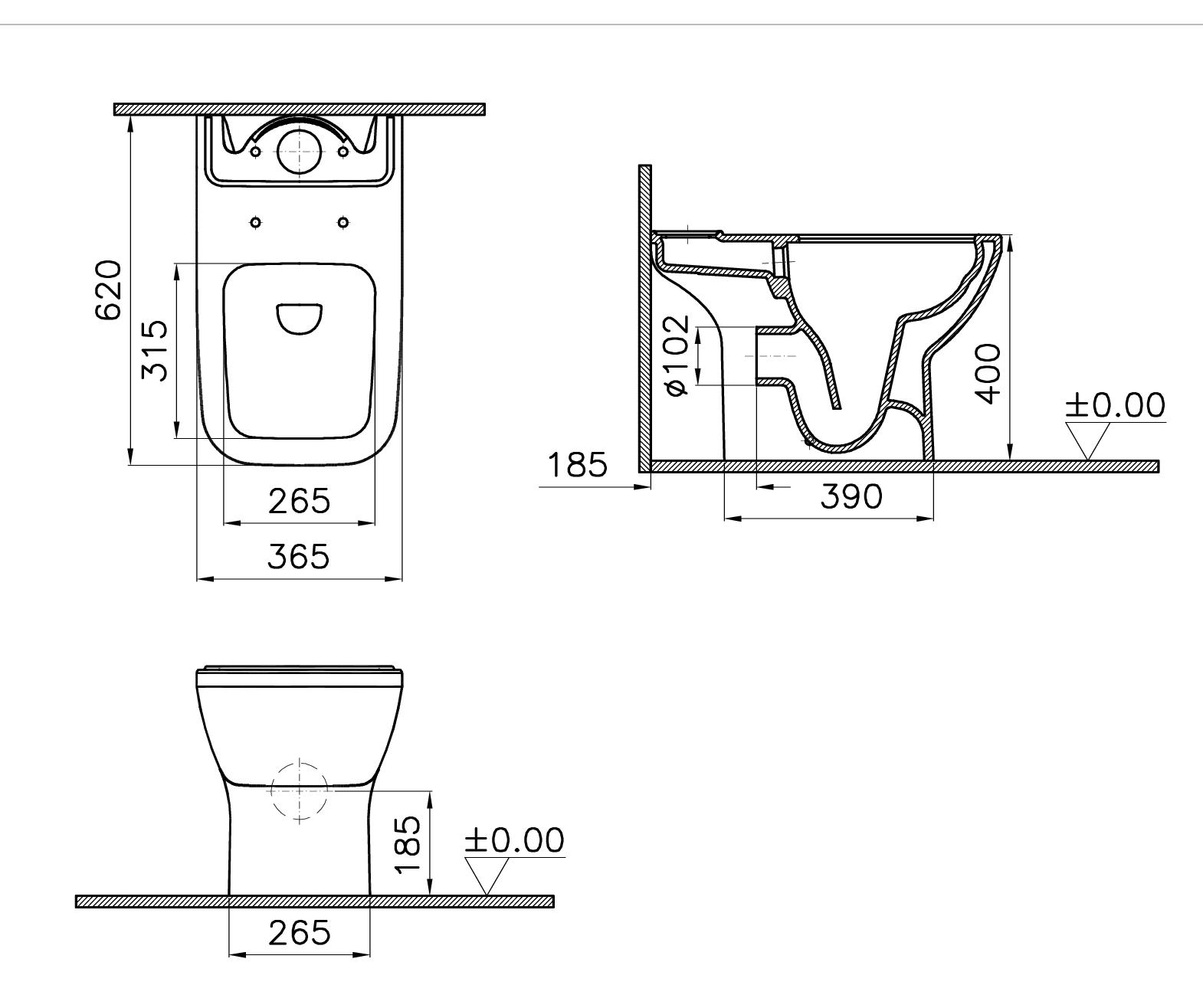 Унитаз VitrA Integra Square 9833B003-7205 безободковый, с микролифтом