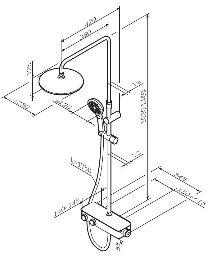 Душевая стойка Am.Pm Inspire V2.0 F0750A4 с термостатом