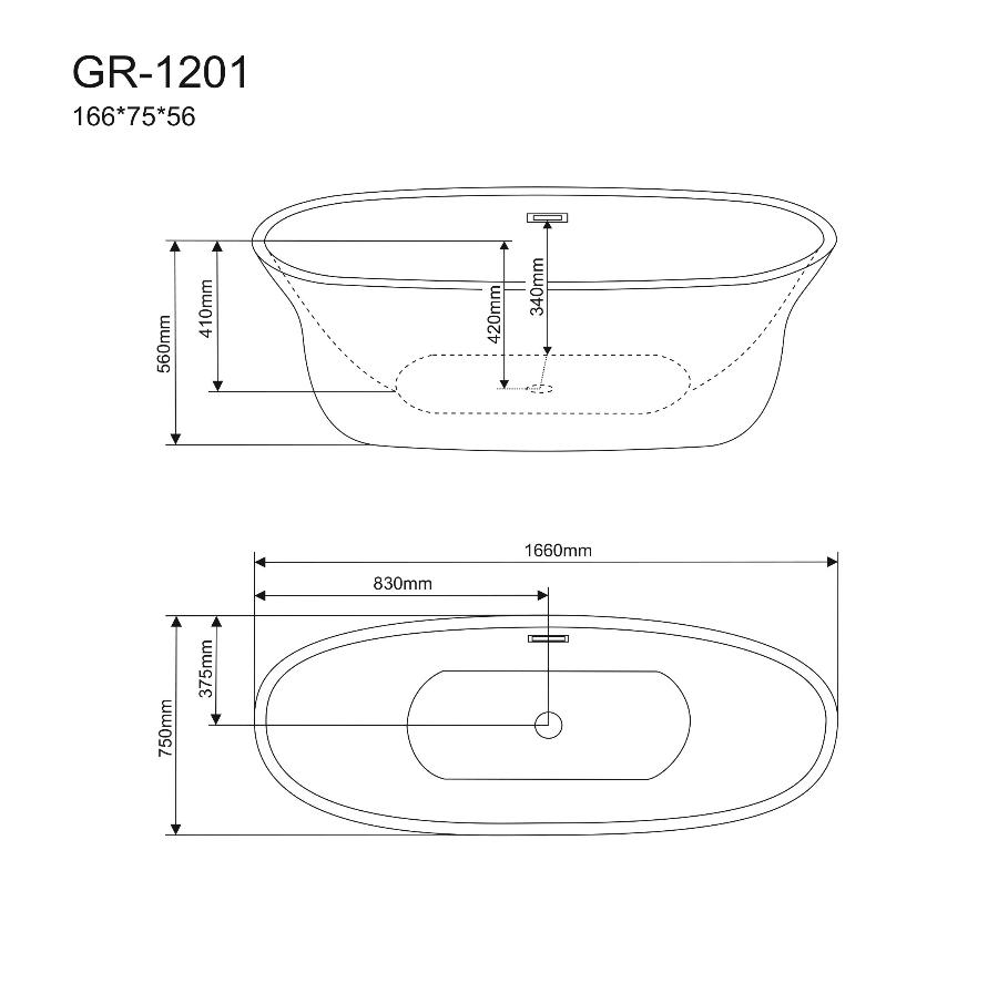 Акриловая ванна Grossman Galaxy GR-1201 166x75