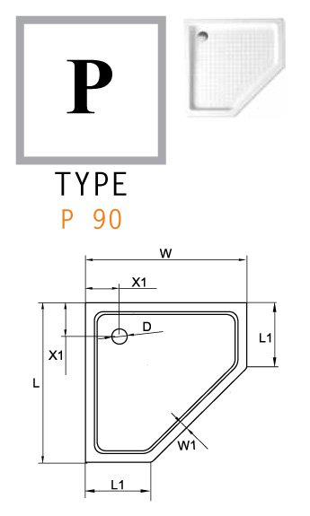 Поддон для душа Cezares TRAY-A-P-100-15-W 100x100 пятиугольный