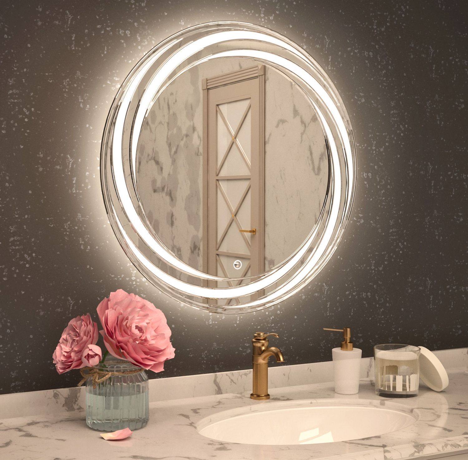 Зеркало Art&Max Romantic 70x70 см, с подсветкой