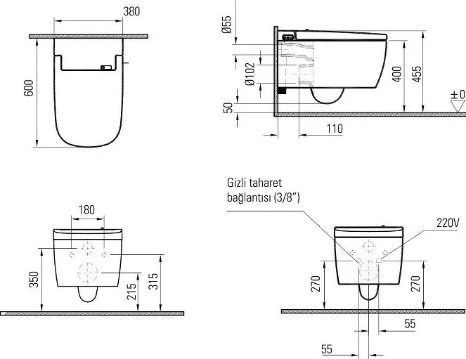 Подвесной унитаз VitrA V-Care 5674B003-6194 Comfort