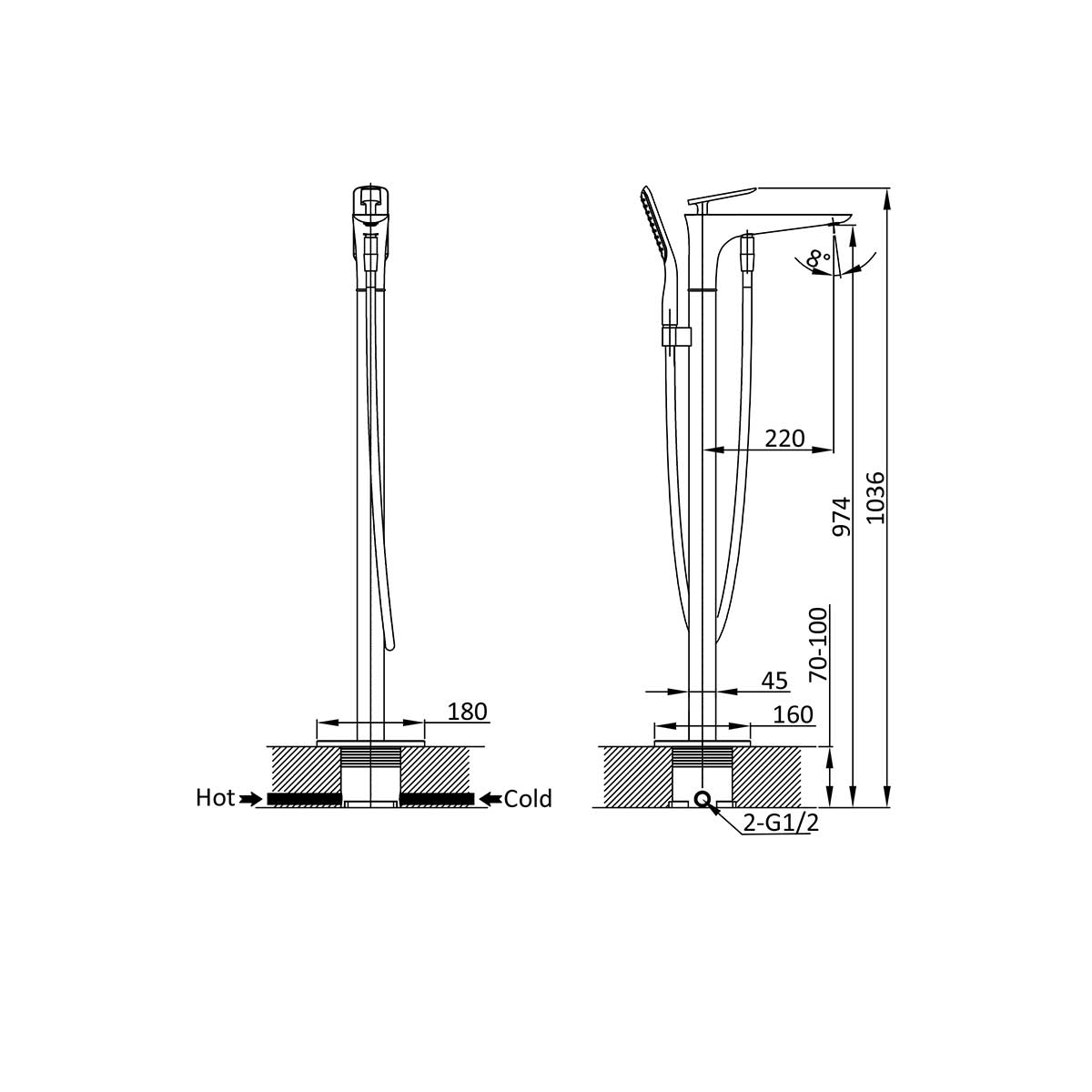 Напольный смеситель Vincea VTF-102CH хром