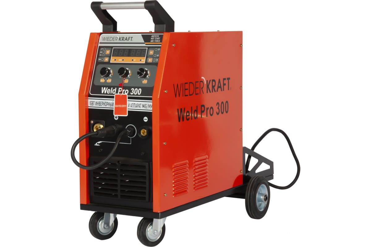 Сварочный инверторный аппарат Wiederkraft 300A 380В MIG/MAG/MMA/Lift TIG горелка 24AK WELD Pro 300
