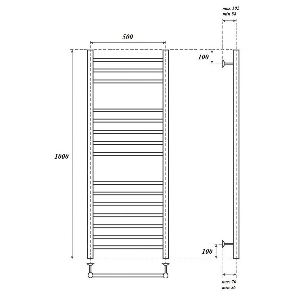 Полотенцесушитель водяной Point PN10150S П15 50x100, хром