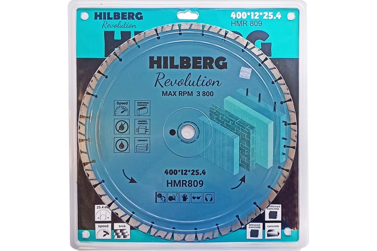 Диск алмазный отрезной Revolution 400х25.4х12 мм Hilberg HMR809