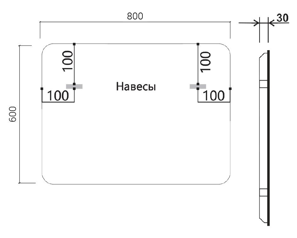 Зеркало Vincea VLM-3VC800 80x60 см, сенсорный выключатель и диммер