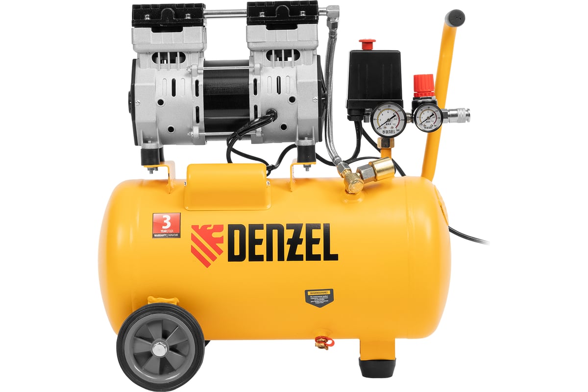 Безмасляный компрессор Denzel DLS950/24 950 Вт, 165 л/мин, ресивер 24 л 58026