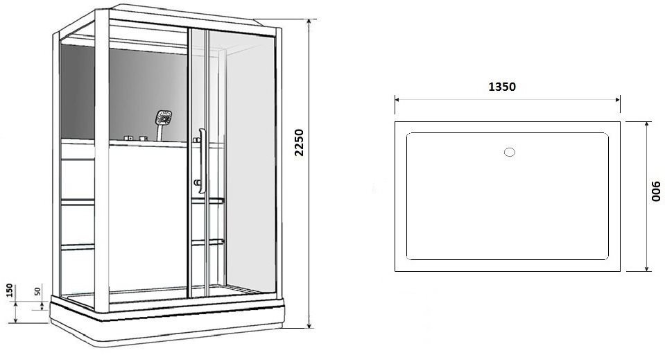 Душевая кабина Grossman GR-128L 90x135, белый, L