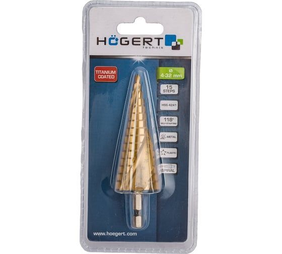 Сверло ступенчатое спиральное 4-32 мм Hoegert Technik HT6D326